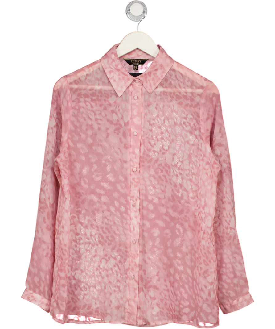 lipsy london Pink Sheer Animal Print Blouse UK 12