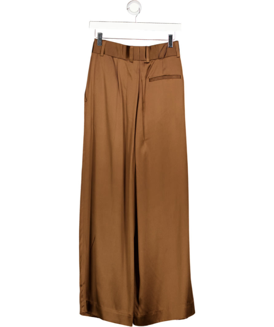 LILYSILK Chocolate Brown 100% Mulberry Silk Wide Leg Trouser Us2 UK 6