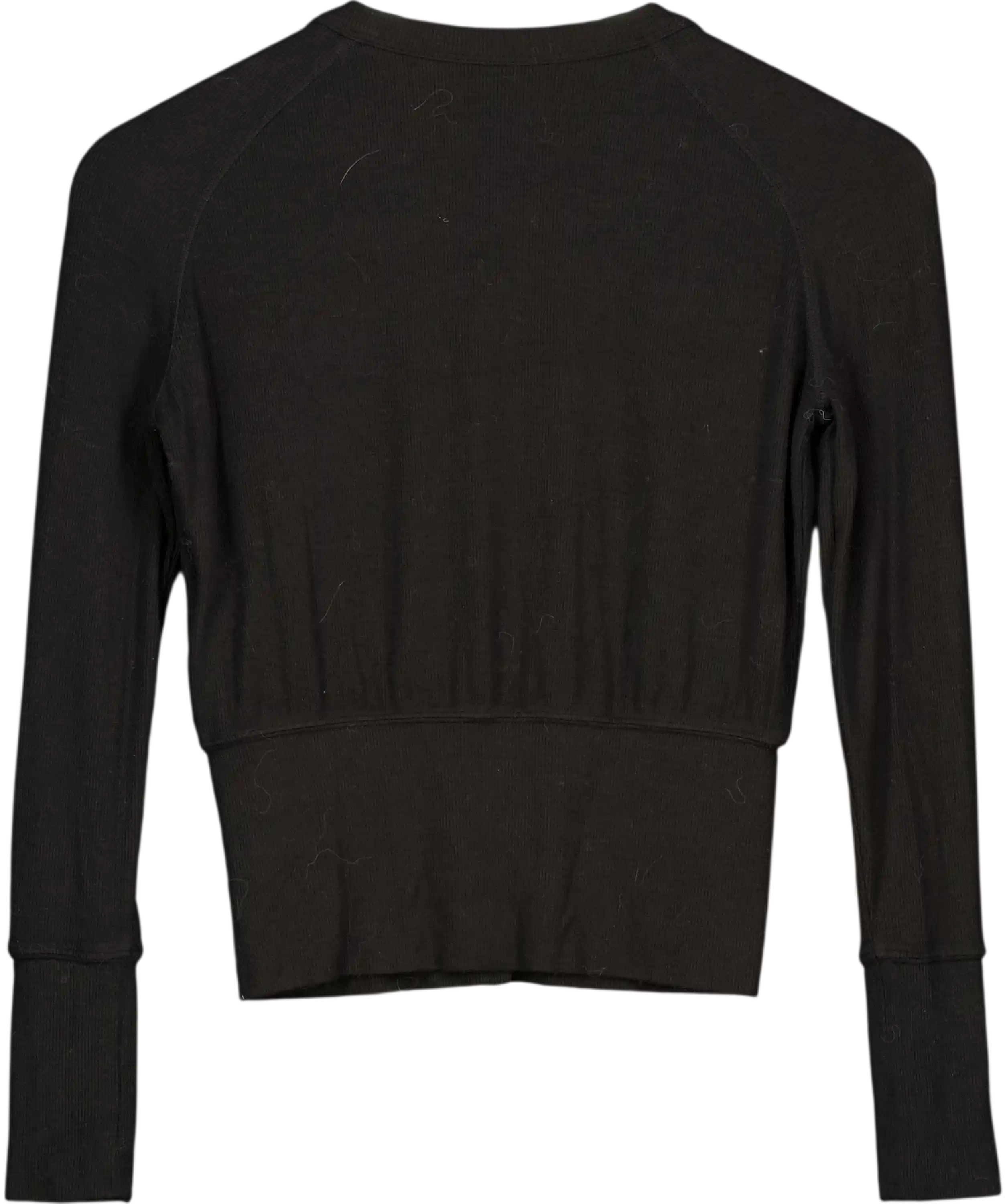 Fax Copy Express Black V Neck Long Sleeve Top UK S