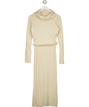 ALICE + OLIVIA Cream Ribbed Knit Cashmere / Wool Blend Maxi Dress UK M