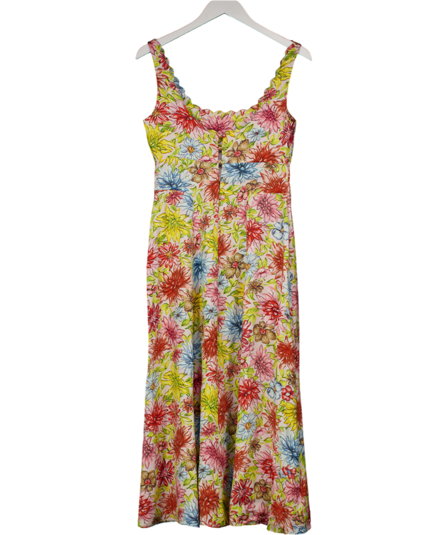 Alexa Chung Cream Floral Kitty Scallop Detail Midi Dress Us8 UK 12