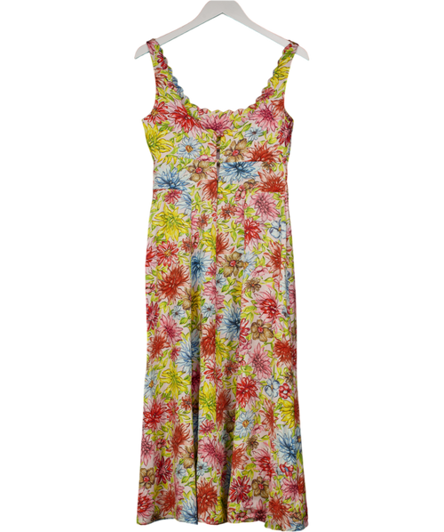 Alexa Chung Cream Floral Kitty Scallop Detail Midi Dress Us8 UK 12