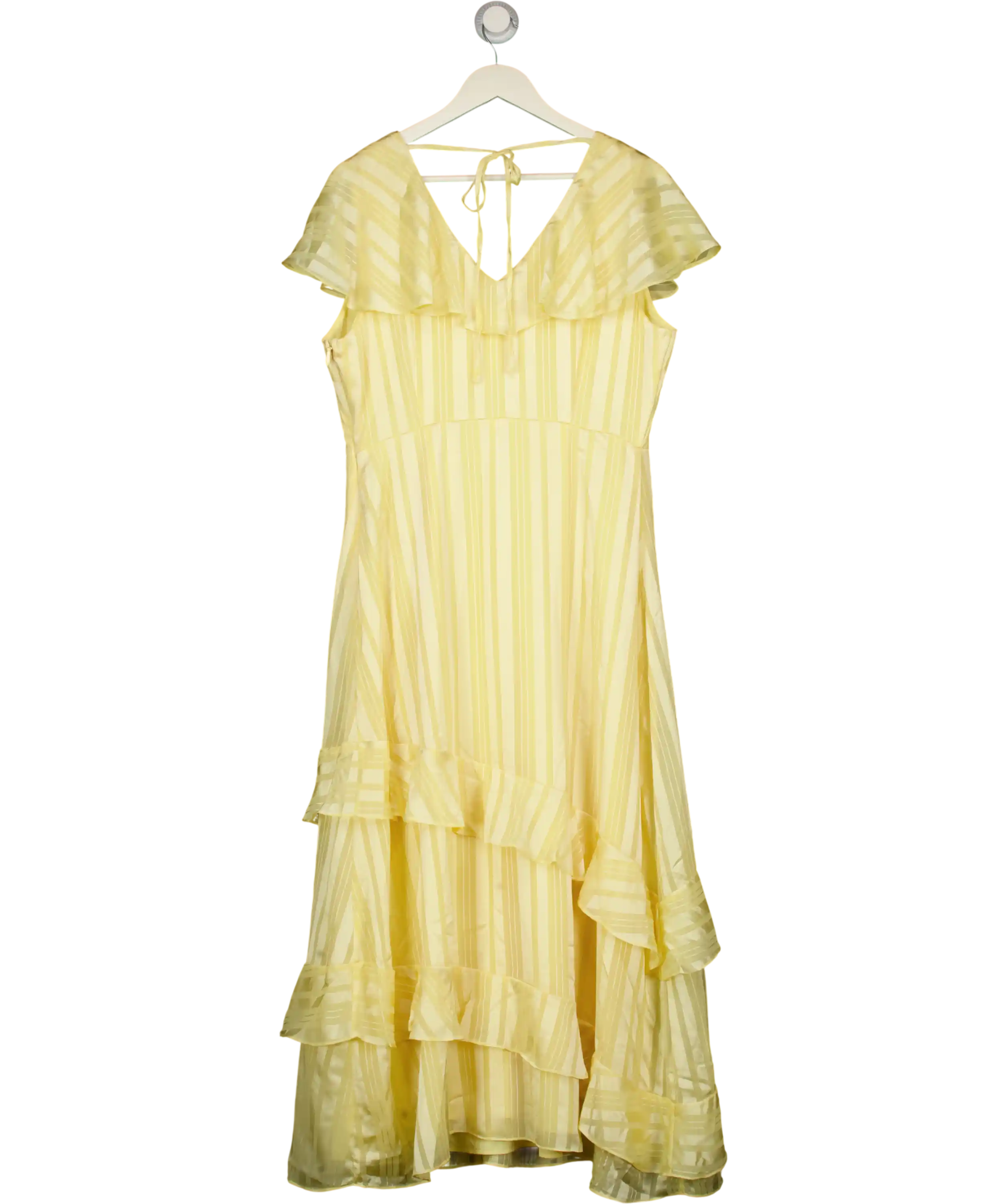 dorothy perkins Dp Luxe Cape Ruffle Midi Dress Yellow UK 14