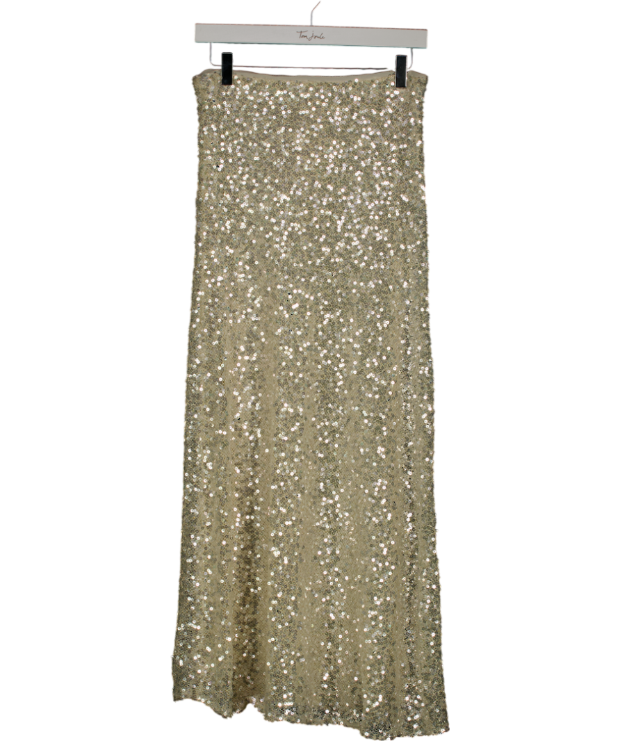 ZARA Cream / Silver Sequin Midi Skirt UK XS