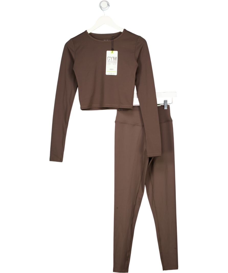 Gym Locker Brown So Skin Long Sleeve Top And Leggings Set UK S