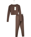 Gym Locker Brown So Skin Long Sleeve Top And Leggings Set UK S