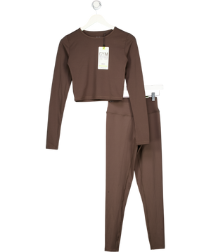 Gym Locker Brown So Skin Long Sleeve Top And Leggings Set UK S