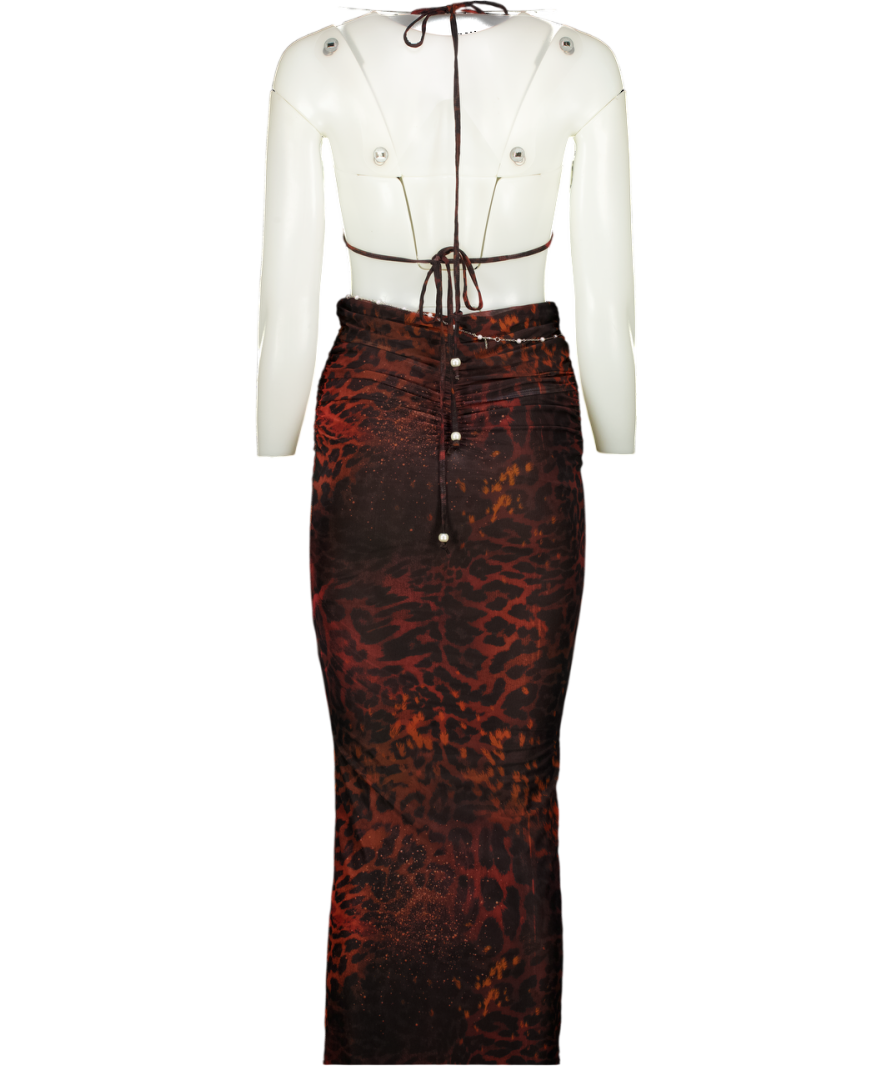 OUTCAST Multicoloured 2-piece Beaded Animal Print Bikini Top And Skirt Set UK XS