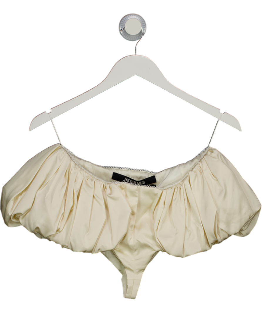 JACQUEMUS Cream Le Short Chouchou Satin Puffball Micro Shorts Fr38 UK 10