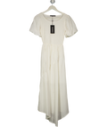 THREADBARE White Elasticated Waist Cotton Poplin Midi Dress UK 8
