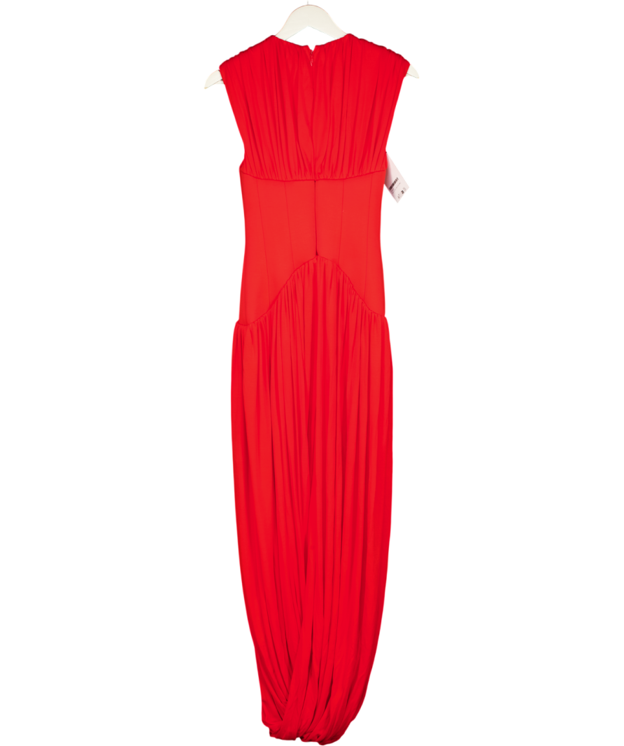 ARRANGE Gathered Drape Maxi Dress With Cinched Waist In Red UK 8