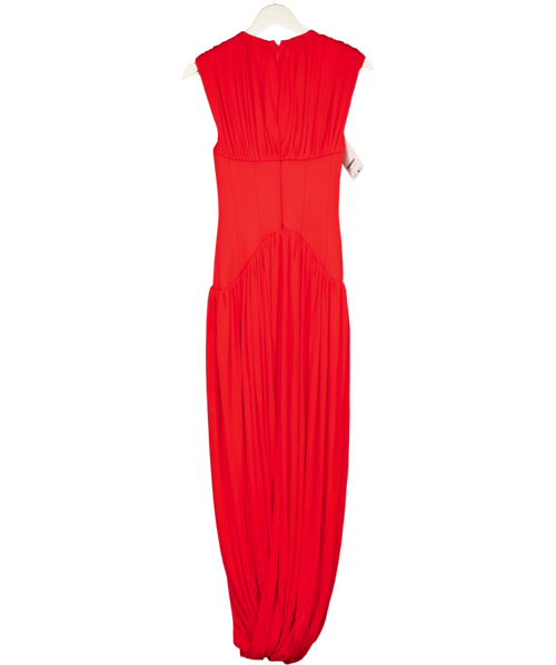 ARRANGE Gathered Drape Maxi Dress With Cinched Waist In Red UK 8