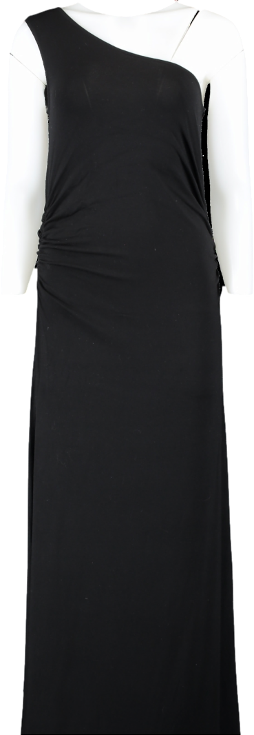 J Brand Black One Shoulder Ruched Maternity Dress UK 12