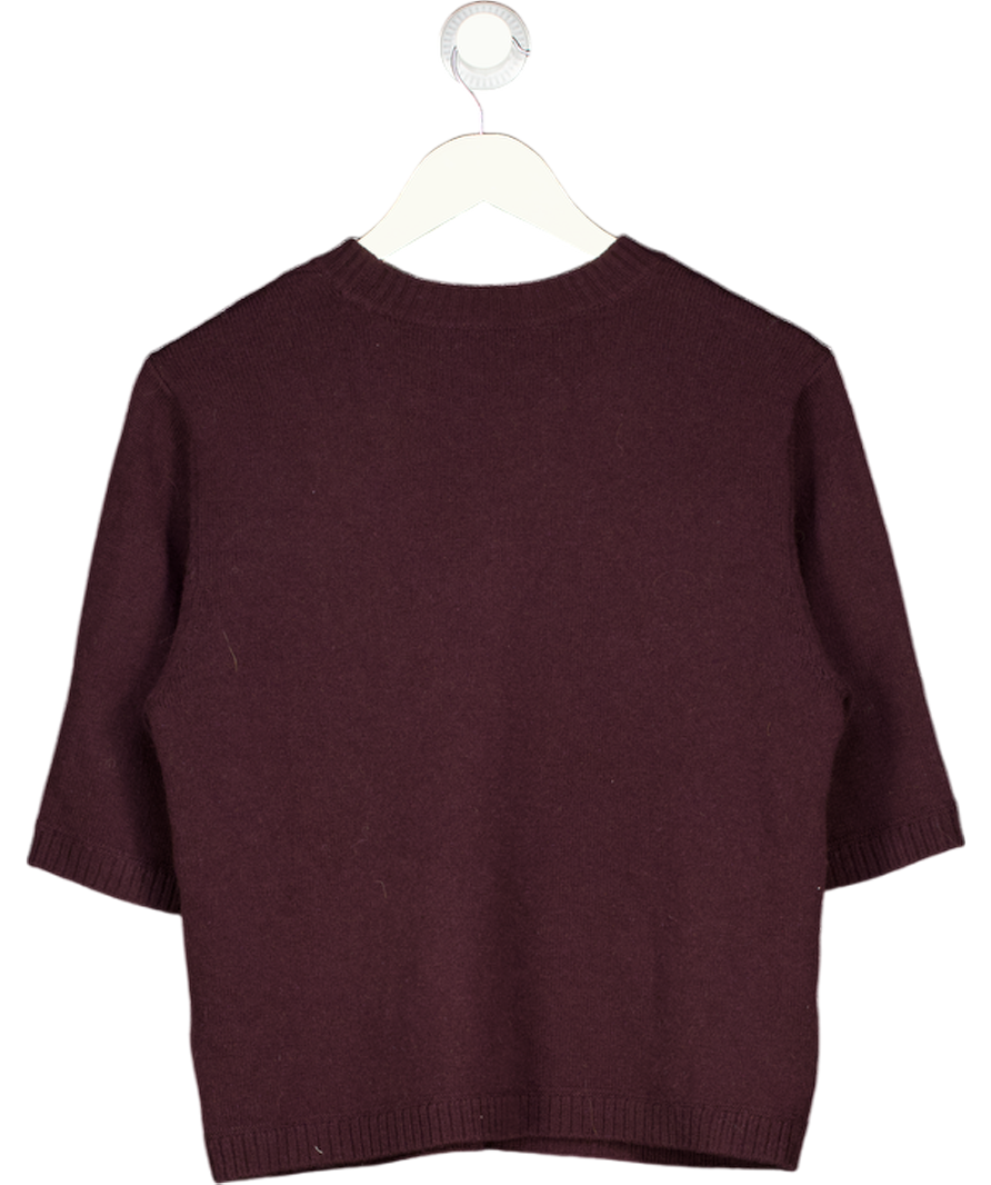 M&S Autograph  Burgundy Red Merino Wool Rich Knitted Top With Cashmere UK S