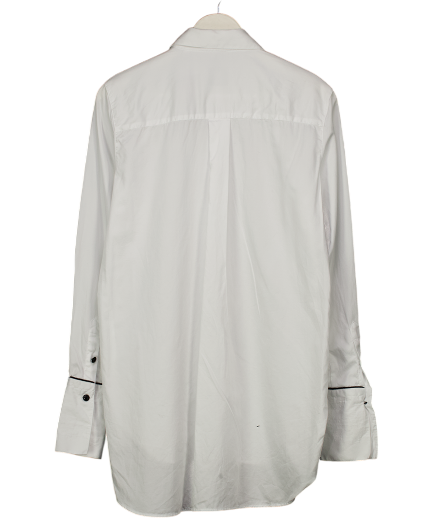 McHugh White Organic Cotton Poplin Shirt Classic Monogram UK S