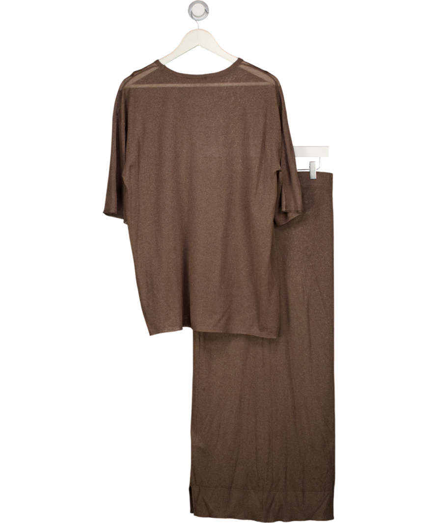 NA-KD Brown Knitted Sheer Top UK M