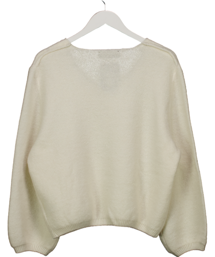 ZARA Cream Supersoft Wool Blend V-neck Jumper UK S