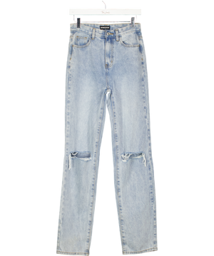 Momokrom Blue Straight Leg Distressed Denim Jeans UK 8