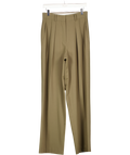 THE FRANKIE SHOP Green Daytona Pleated Grain De Poudre Wide-leg Pants UK S