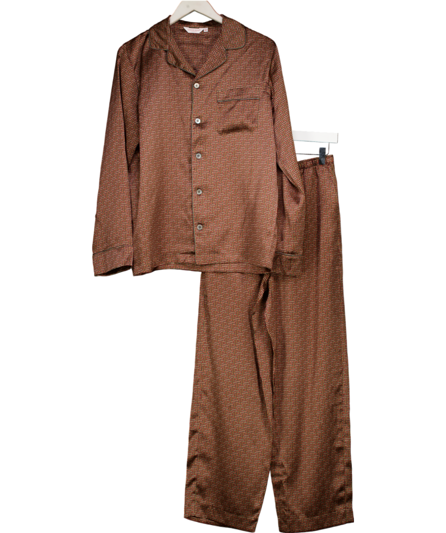 Derek Rose Green Brindisi 109 Silk Satin Pyjamas UK S