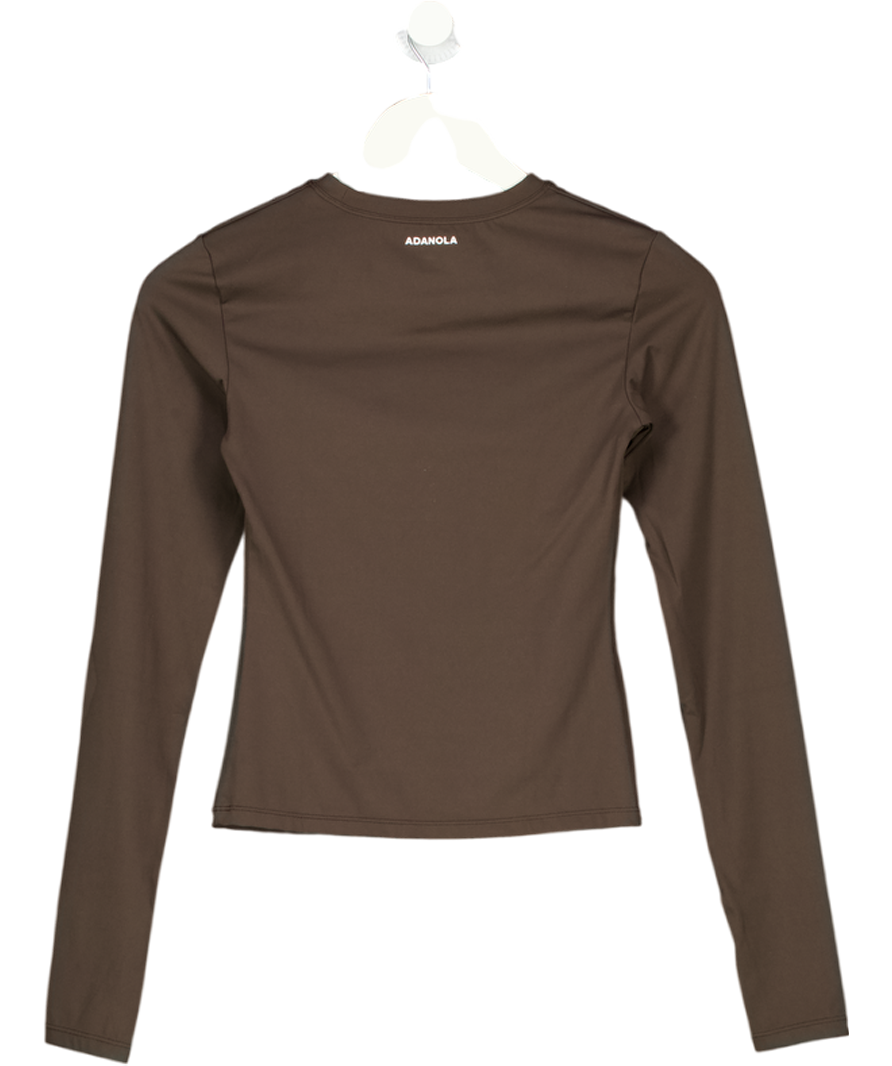 ADANOLA Brown Long-sleeve Stretch-jersey Top UK XS