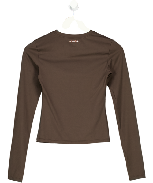 ADANOLA Brown Long-sleeve Stretch-jersey Top UK XS