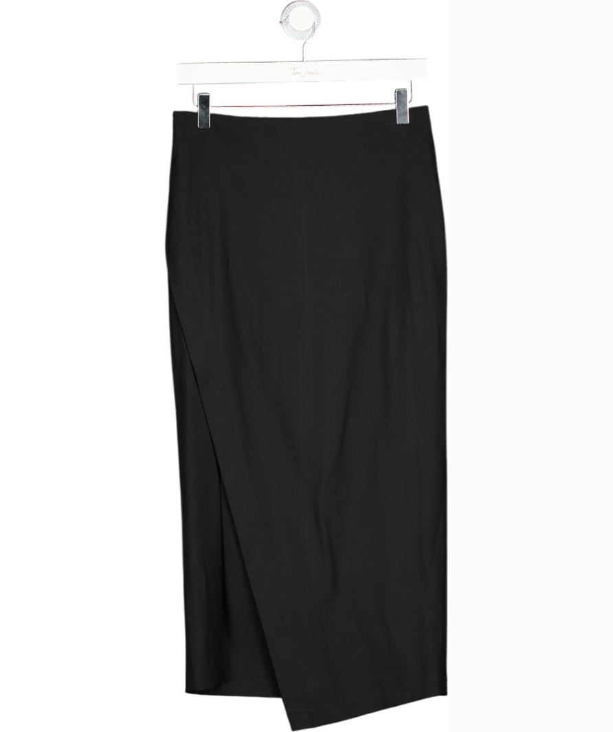 ZARA Black Asymmetric Wrap Detail Midi Pencil Skirt UK S