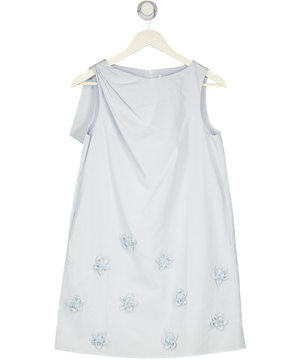 SELFWHO Blue Lyocell Cotton Blended Pleated Vest Dress UK S