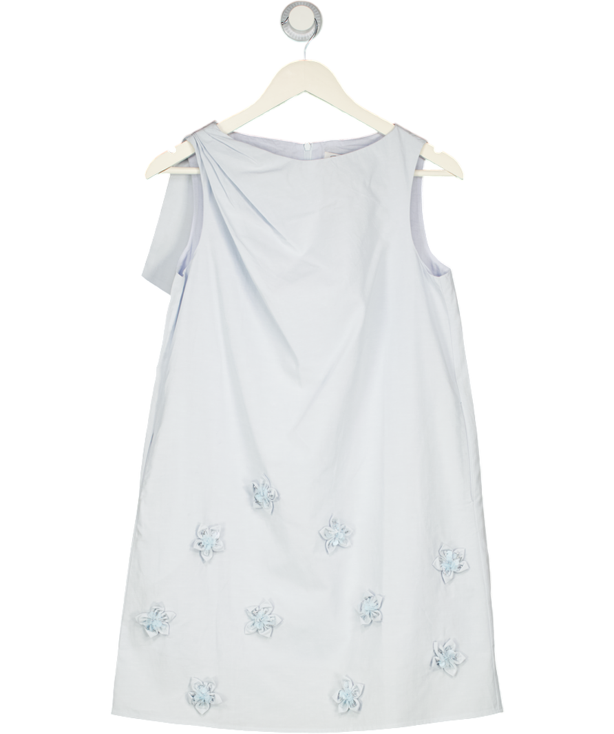 SELFWHO Blue Lyocell Cotton Blended Pleated Vest Dress UK S