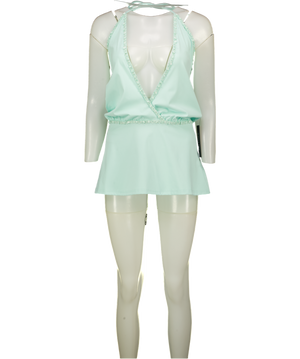 WHITE FOX Sweet Cheeks Halter Mini Dress Turquoise Blue UK XS