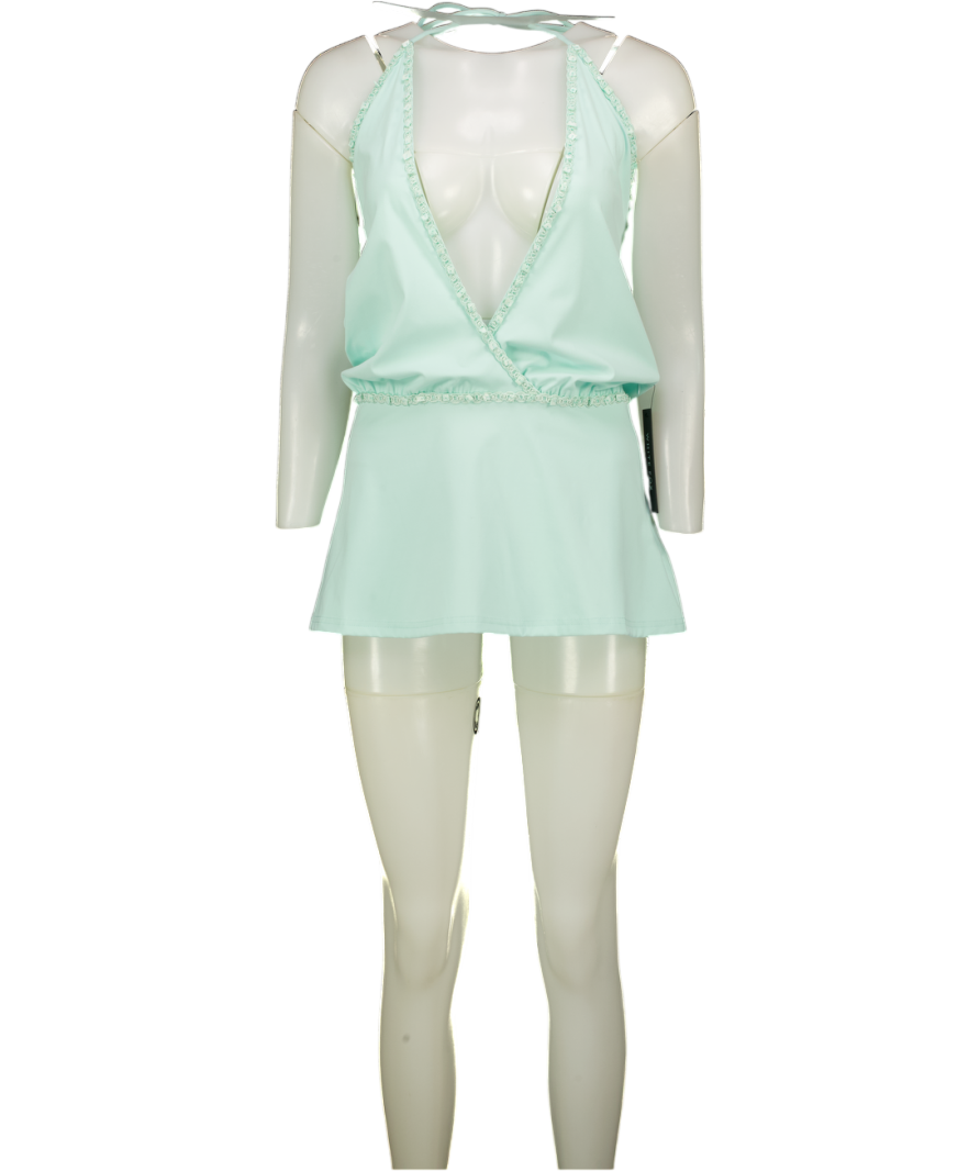 WHITE FOX Sweet Cheeks Halter Mini Dress Turquoise Blue UK XS