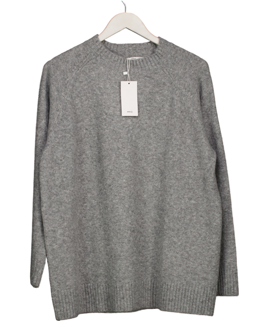 MANGO Grey Round-neck Knitted Sweater UK M