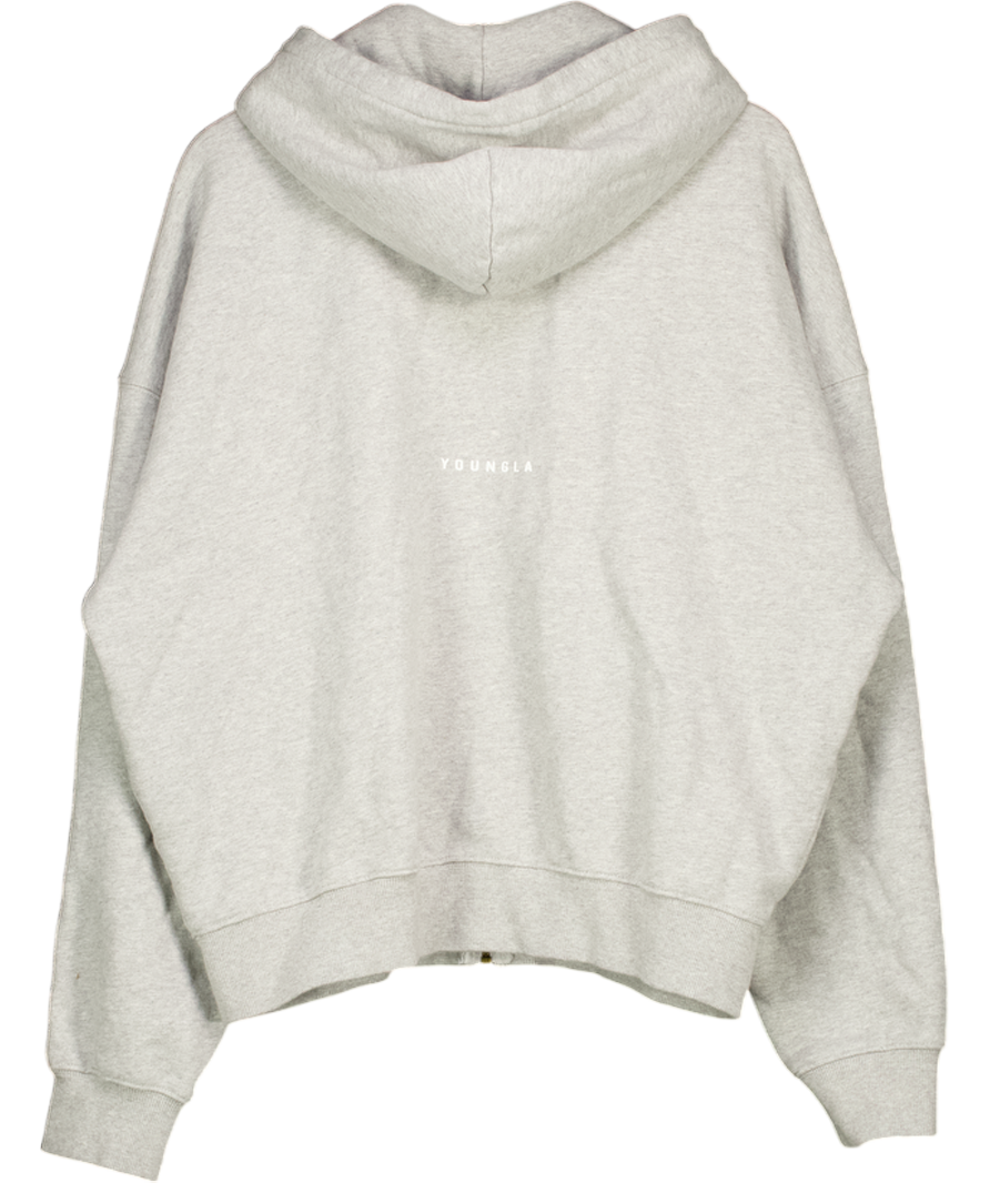 YOUNGLA Grey Full Zip Hoodie UK L