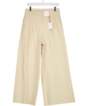 M&S Cream Autograph  Cotton Blend Wide Leg Trousers UK 10
