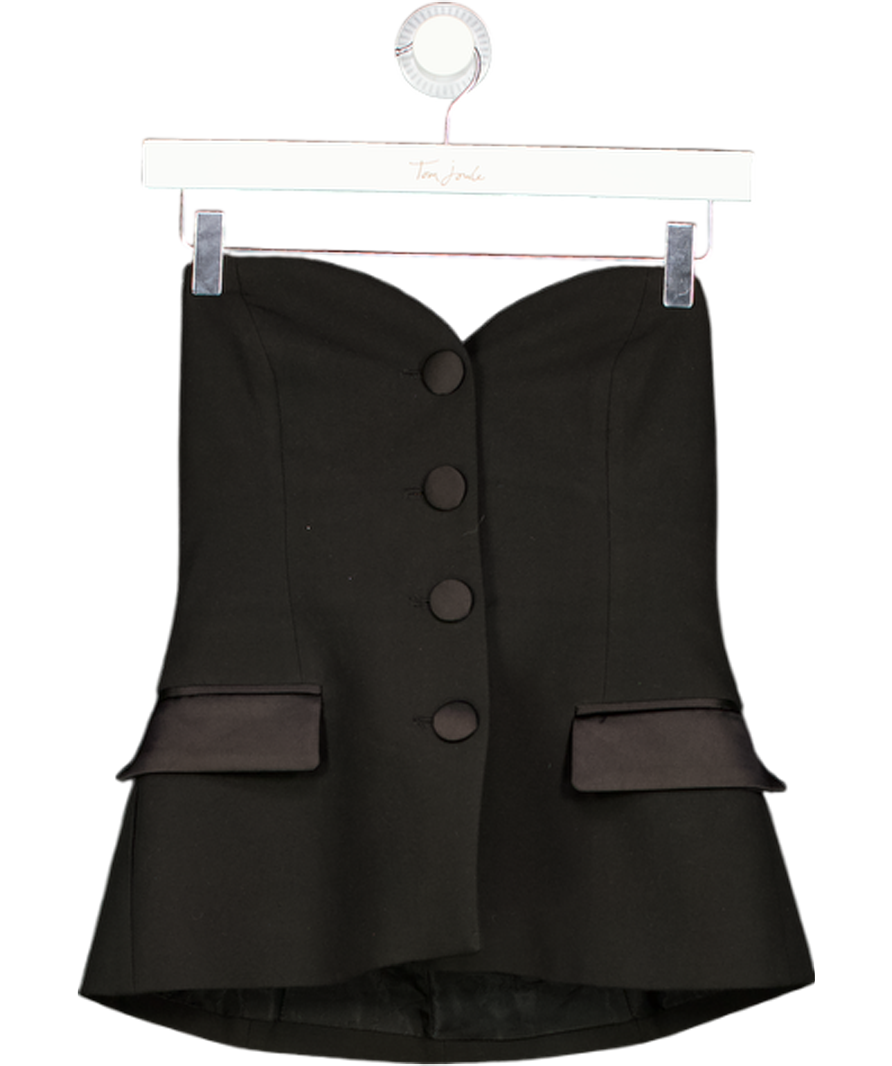 ZARA Black Contrasting Satin Bustier Top UK XS