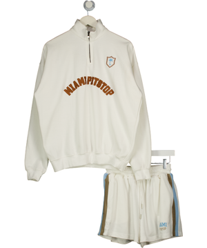 MIAMI PITSTOP 2-piece White Oversize Zip Sweatshirt (uk Xs/s) And Shorts UK M
