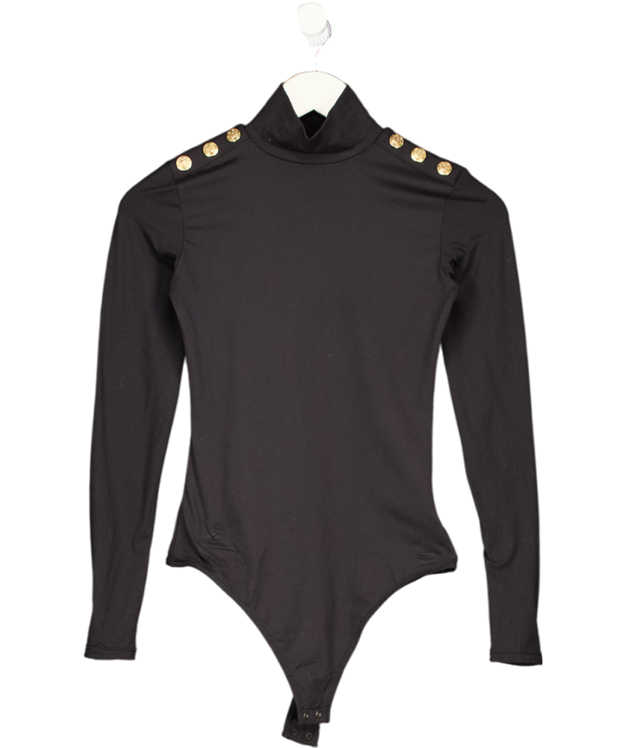 HOLLAND COOPER Black Long Sleeve Bodysuit With Gold Hc Button Detailing UK S