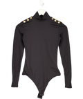 HOLLAND COOPER Black Long Sleeve Bodysuit With Gold Hc Button Detailing UK S