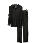 4th & Reckless 2-piece Black Plisse Shirt And Trouser Set UK XS/S