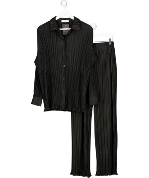 4th & Reckless 2-piece Black Plisse Shirt And Trouser Set UK XS/S