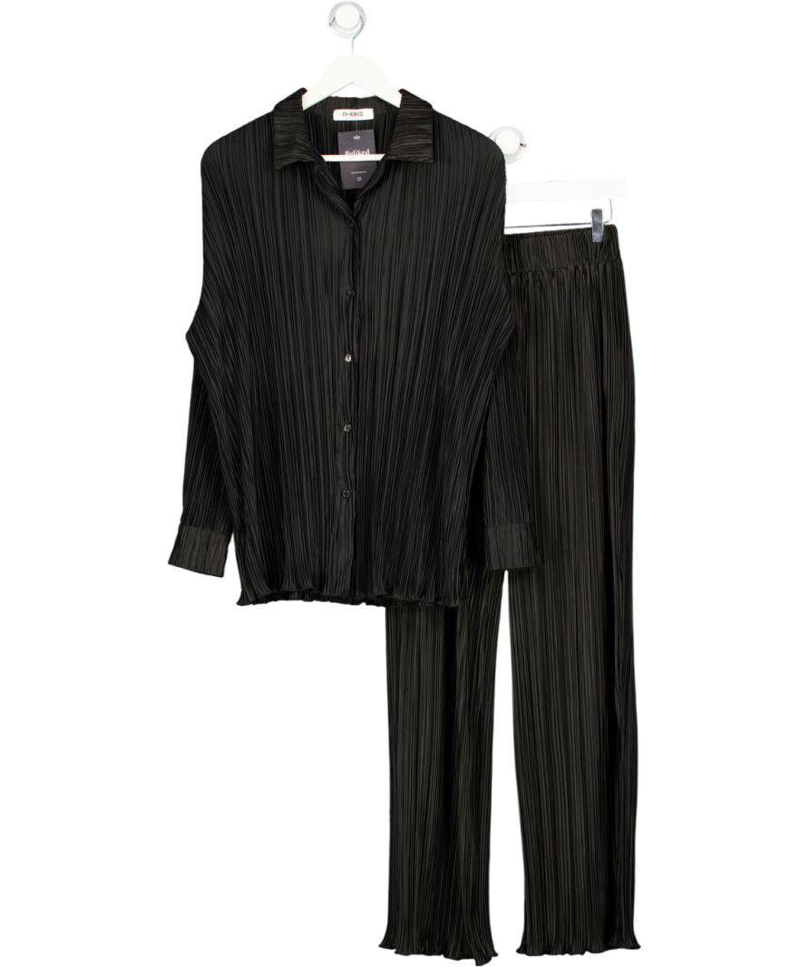 4th & Reckless 2-piece Black Plisse Shirt And Trouser Set UK XS/S