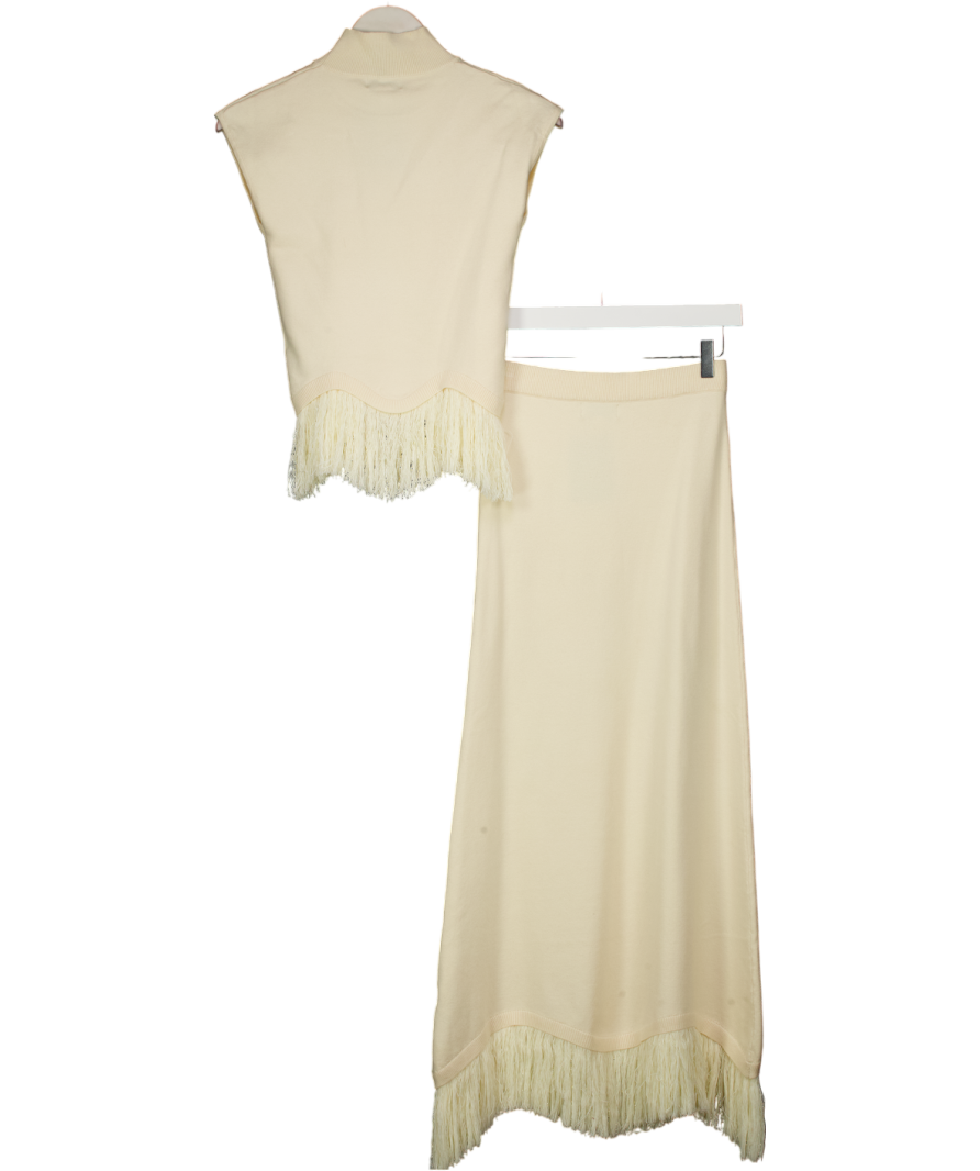 PRETTY LAVISH Cream Orlendina Fringe Knit UK XS