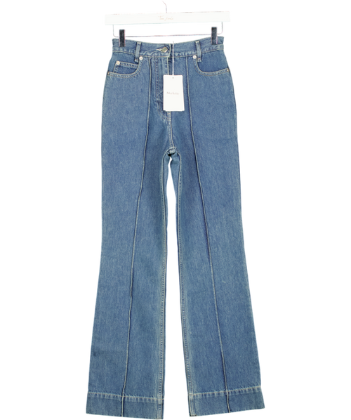 MERLETTE NYC Mid Blue Wash Beacon High Rise Straight Leg Seam Front Jeans W24