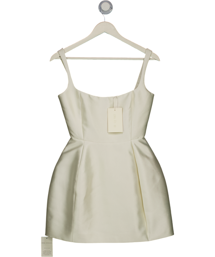 DE LA VALI Cream Lola Satin-twill Mini Dress UK 6