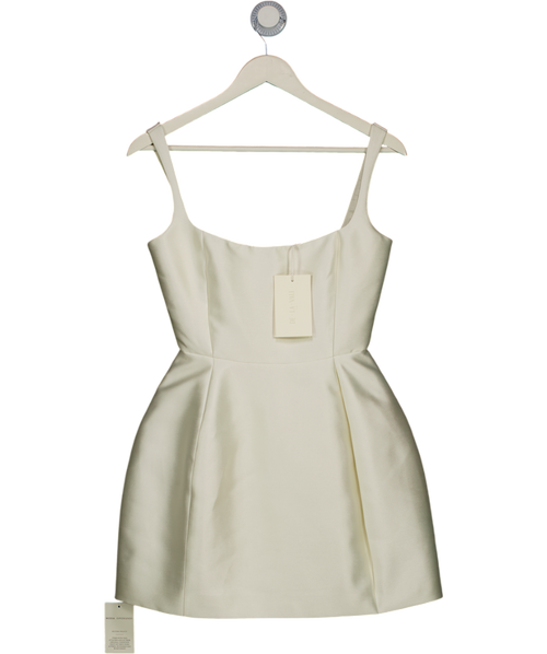 DE LA VALI Cream Lola Satin-twill Mini Dress UK 6