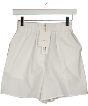 THE FRANKIE SHOP White Lui Cotton-poplin Embroidered Logo  Shorts UK XS