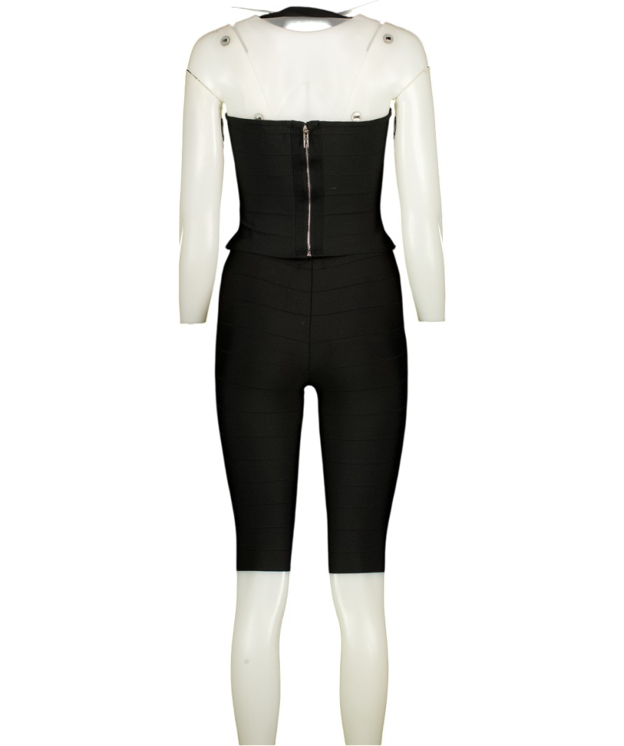MARS THE LABEL 2-piece Black Natalia Bandage Halter Top & Capri Pant Set UK 8