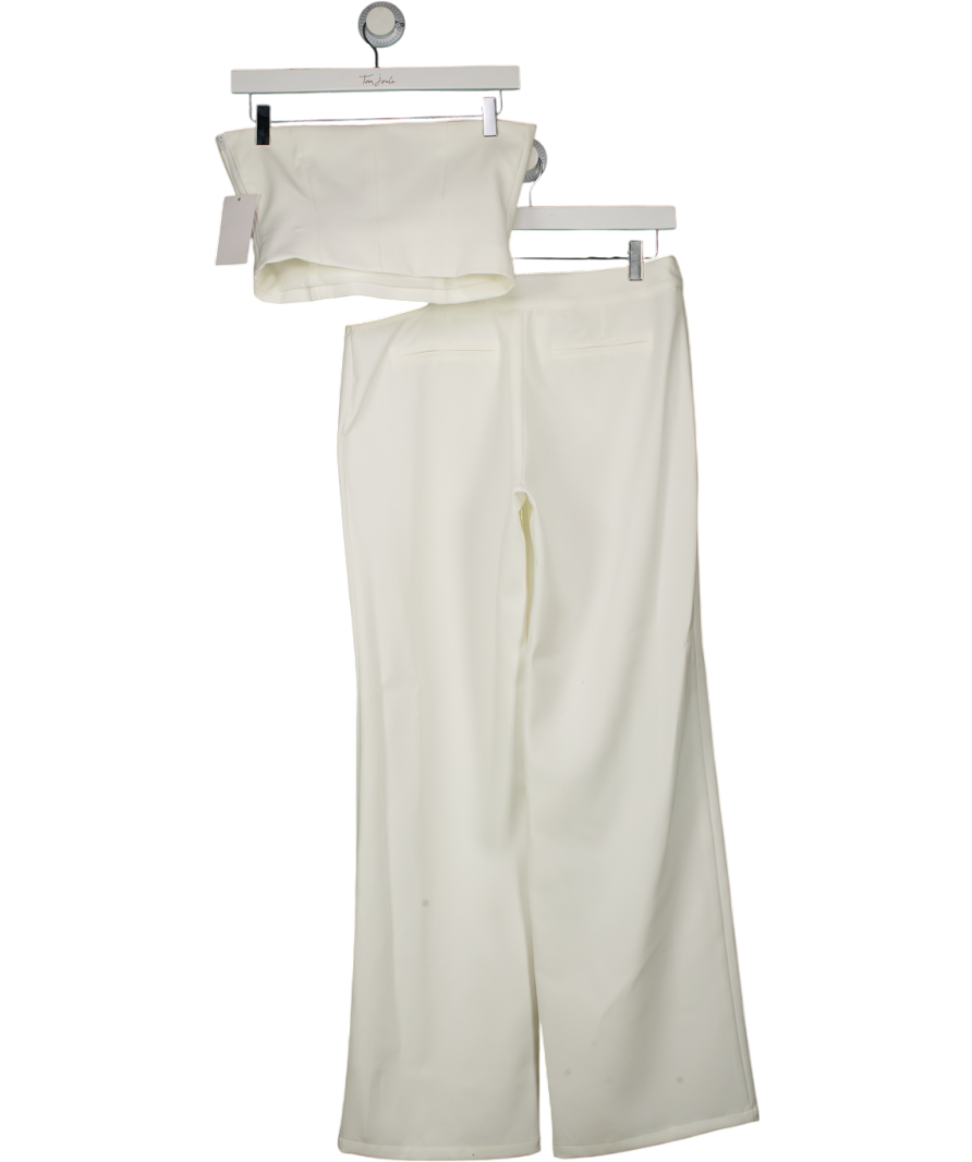 Sasha Therese White Lucia Buckle Pants (l) And Strapless Top (m) Set UK M/L