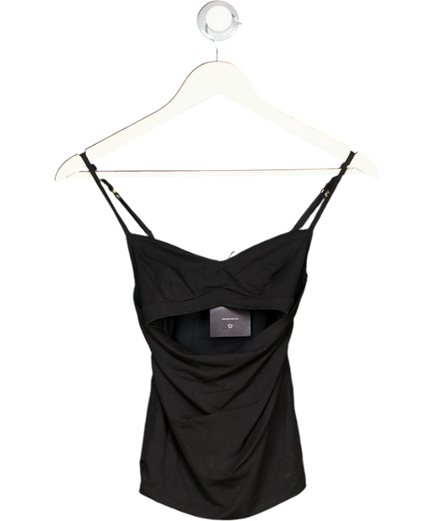 Oh Polly Black Esme Modal Ruched Layered Tank Top UK XXS