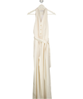 MANGO Cream Halter-neck Jumpsuit With Belt UK S